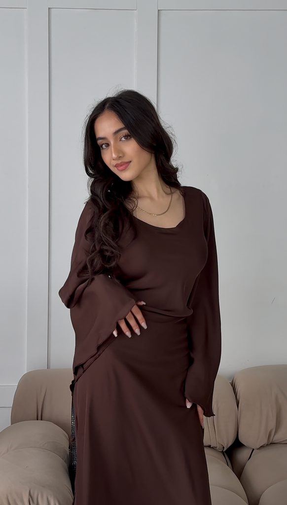 Ayla Dress in Brown – Haya Couture